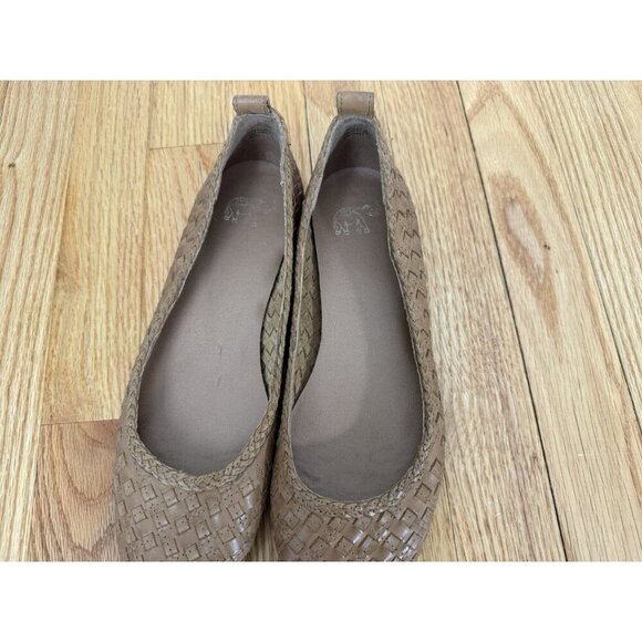 Brown Genuine Leather Woven Ballet Flats Shoes Boho Women’s Sz 8 Neutral Fairy - Picture 7 of 8